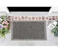 Serdim Rugs Harper Kilim Braided Greek Key Design Outdoor Rugs, Dark Grey, Rectangle 50 x 80cm