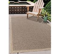 Serdim Rugs Harper Kilim Braided Greek Key Design Outdoor Rugs, Jute, Rectangle 120 x 170cm