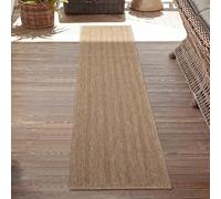 Modern Herringbone Design Outdoor-Indoor Rugs Jute Desire Rugs Brown 60cm x 220cm