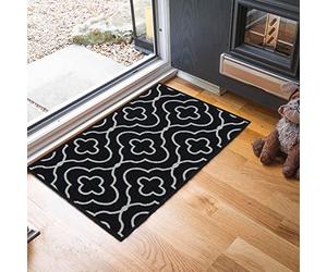 Serdim Rugs Havana Washable Non-Slip Door Mat, Quatrefoil, Black, 40x60cm