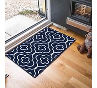Serdim Rugs Havana Washable Non-Slip Door Mat, Quatrefoil, Navy, 40x60cm