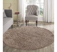 Desire Rugs Oxford Dark Round Beige Plain Shaggy Rug 120 x 120cm - D.Beige - Wilko
