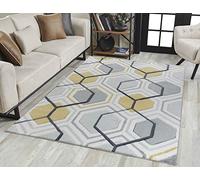 Serdim Rugs Modern Living Room Geometrical Hexagon Design Hand Carved Area Rugs, polypropylene, Grey, 120x170cm (4'x5'6")