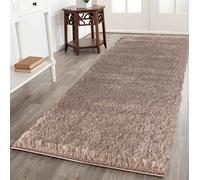 Serdim Rugs Modern Soft Plain Shiny Shimmer Living Room Polyester Shaggy Area Rugs, Bronze, 60x220cm (2" x7'3)