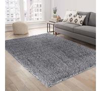 Serdim Rugs Modern Soft Plain Shiny Shimmer Living Room Polyester Shaggy Area Rugs, Dark Grey, 160x230cm (5'3"x7'7")