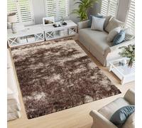Serdim Rugs Modern Soft Two Tone Shiny Shimmer Living Room Polyester Shaggy Rugs, Bronze, 200x290cm (6'7"x9'6")