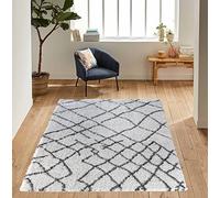 Serdim Rugs Morrocan Berber Living Room Abstract Design Shaggy Area Rugs, Dark Cream, 80x150cm (2'6"x5'0")