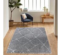 Serdim Rugs Morrocan Berber Living Room Scandi Shaggy Area Rugs, Grey, 80x150cm (2'6"x5'0")