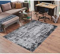 Serdim Rugs Modern Abstract Abrasion Contemporary Area Rug Black 200x290, Black