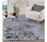 Serdim Rugs Serenity Modern Abstract Sprayed Grunge Textured Contemporary Area Rugs, Black, Rectangle 80 x 150cm