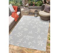 Serdim Rugs Sky Abstract Indoor Outdoor Area Rug, Floral Silver, 160x230cm