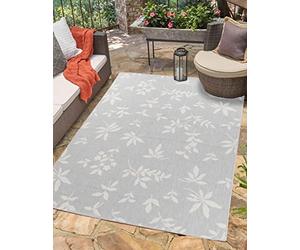 Serdim Rugs Sky Abstract Indoor Outdoor Area Rug, Floral Silver, 160x230cm