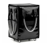 Serdyes Large Reusable Grocery Bag on Wheels, Foldable Rolling Tote Bag with Handle and Zipper for Market Laundry Travel, Black, L