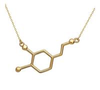 Serebra Jewelry Dopamine Molecule Pendant Necklace Made of Alloy | Colors: Silver Gold Rose Gold | Nerd Student Girlfriend Happy Lucky Pharmacy Chemistry Nurse