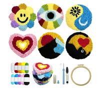 SEREDH Punch Needle Coasters Kit for Beginners Adults Easy Needle Punch Embroidery Kit Set Threader Instruction Fabric Hoop Yarn Tufting Coaster DIY Making,Coaster Holder Coaster Art Craft Supplies