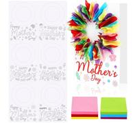 Sereliy 24 Pack Mother's Day DIY Flower Greeting Cards, Bulk Coloring Handmade Crafts Art Projects for Classroom Party Gifts (MOM)