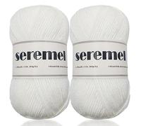 Seremel 4Ply Acrylic Soft Yarn 2 Balls 1Pack, Crochet Yarn Total 3.4Oz (100g)/280Yds (260m) 2 Pcs, Crocheting/Knitting #4 Medium Yarns Easy to See Stitches, Worsted Beautiful Color (White)