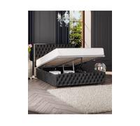 Seren Ottoman Storage Bed in Mirazzi Velvet Fabric, Custom Made Laurence Llewelyn-Bowen Black Super King