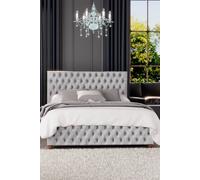 Seren Ottoman Storage Bed in Mirazzi Velvet Fabric, Custom Made Laurence Llewelyn-Bowen Silver Small Double