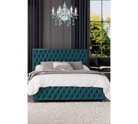LLB Seren Velvet Small Double Ottoman Bedframe - Emerald