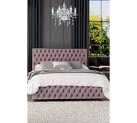 Seren Ottoman Storage Bed in Plush Velvet Fabric, Custom Made Laurence Llewelyn-Bowen Rose Small Double