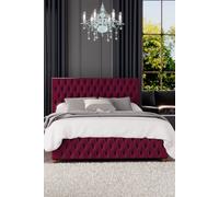 Laurence Llewelyn-Bowen Laurence Llewelyn Bowen Seren Ottoman Storage Bed Plush Velvet Berry King, Red