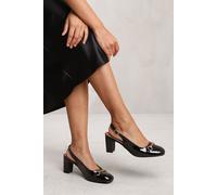 'Serena' Extra Wide Fit Block Heel With Metal Detail And Slingback Buckle Strap Where's That From Black 6EEE