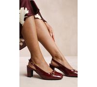 'Serena' Extra Wide Fit Block Heel With Metal Detail And Slingback Buckle Strap Where's That From Red 6EEE