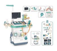 Serena & Jewel Kit for Kids 26 Accessories Pretend Medical Station Set Mobile Cart with Lights, Thermometer, Stethoscope, Role Play Educational Toys for Boys & Girl Kids