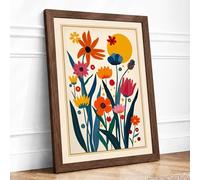 Serenade Botanical Framed Wall Art Print A2 Walnut | Ready to Hang, Premium Gi Paper, Fade-Resistant Inks, Securely Packaged, UK Made