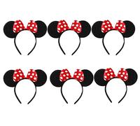 SERENA'S ® 6 PCS Minnie Mouse Ears Cartoon Headband Red Polka Dot Birthday Halloween, Party Accessories, Minnie Mickey Ears for Adults/Children Fancy Dress Costume Head Band Accessory Ears Headband