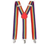 SERENA'S® Men’s Braces Suspenders with Strong Metal Clips & 25mm Slim Y-Back Adjustable Elastic Suspenders Trousers Braces, Trouser Belt for Men & Women for Business Wedding Casual (Rainbow)