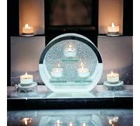 SERENA'S ® Round Crushed Diamond Crystal Tealight Candle Holder Candle Holder with Walls| Creative Ornament for Home | Dining Table and Bar | 3 Tealight Holder | Best For Gift