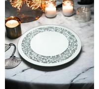 SERENA'S ® Round Shape Diamante Mirrored Crystal Candle Plate 25cm - an Elegant Addition to Your Home Table Top - Best Gift