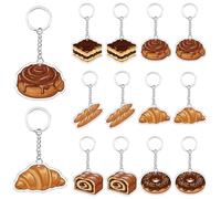 Serencatcher 12pcs Bun in the Oven Keychains, Brown Baking Bread Theme Baby Shower Favors Double-Sided Acrylic Keychains 6 Styles for Bakery Bun in the Oven Baby Shower Party Decorations