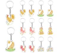 Serencatcher 12PCS Chicken Keychains Bulk, Colorful Chicken Party Favors Acrylic Keychains Double-Sided Keyrings for Little Chick Birthday Baby Shower Farm Animal Themed Party Decorations Gifts