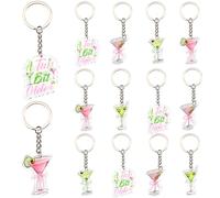 Serencatcher 12Pcs Martini Keychains Gifts, Green Pink A Tiny Bit Older Martini Party Favors 5 Styles Double-Sided Printed Acrylic Keyrings for Cocktail Martini Birthday Bachelorette Party Supplies