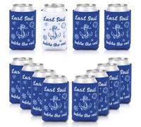 Serencatcher 12pcs Nautical Bachelorette Party Can Coolers, Blue Last Sail Before the Veil Party Favors Neoprene Drink Bottle Can Sleeves Beverage Holders for Bride Squad Bridal Shower Party Supplies