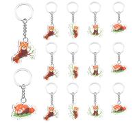 Serencatcher 12pcs Red Panda Keychains Red Panda Party Favours Double-Sided Acrylic Keyring Pack 4 Designs for Animal Theme Birthday Baby Shower Party Supplies Gifts