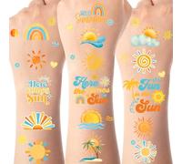 Serencatcher 156Pcs Boho Sun Temporary Tattoos, Here Comes the Sun Temporary Tattoos for Sunshine Party Favors First Trip around the Sun Baby Shower Decoration Boho Sun Rainbow 1st Birthday(12 Sheets)