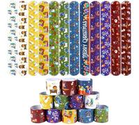 Serencatcher 48pcs Christmas Nativity Slap Bracelets, Christian Party Favors Slap Wristbands, Peace Love Joy Merry Christmas Snap Bracelets for Xmas Winter Holiday Party Religious Education Supplies