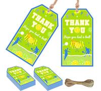 Serencatcher 50Pcs Pickleball Thank You Gift Tags with String, Green Pickleball Thank You Hope You Had a Ball Gift Tag Paper Hanging Tag Card 1.9x3.5Inches for Sports Birthday Baby Shower Party Favors