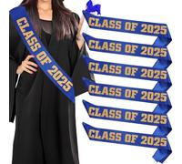 Serencatcher 6pcs Class of 2025 Sash Blue, Senior Sash 2025 Senior Night Sashes Class of 2025 with Gold Glitter Letters for 2025 Graduation Decorations Class Competition Cheerleader Party Supplies