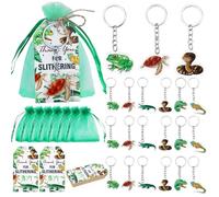 Serencatcher 72Pcs Reptile Party Favors, Reptile Birthday Party Decorations Including Turtle Frog Snake Lizard Keychains Bulk Thank you tags Organza Bags for Reptile Animal Birthday Gifts Rewards