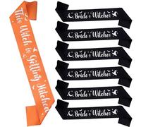 Serencatcher 7Pcs Halloween Bachelorette Party Sashes, Orange This Witch Is Getting Hitched Sash Black Bride's Witches Bridesmaid Sashes for Witch Themed Halloween Bridal Shower Wedding Party Supplies