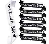 Serencatcher 7Pcs Halloween Bachelorette Party Sashes, White Black Halloween I Found My Boo Bride Sash She Found Her Boo Bridesmaid Sashes for Ghost Spooky Bridal Shower Wedding Party Supplies Favors