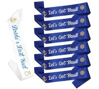 Serencatcher 7Pcs Nautical Bachelorette Party Decorations Sashes, Last Sail Before The Veil Bachelorette Decorations Let's Get Nauti Sashes Navy Blue for Nautical Anchor Boat Bridal Shower Party Favor