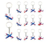 Serencatcher Airplane Keychain 12pcs - Airplane Party Favors Keychain set with Double-Sided Printing, 4 Designs, Red Blue Acrylic Keyrings for Aircraft Birthday Baby Shower Party Decorations Gifts