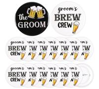 Serencatcher Beer Theme Bachelor Party Favors Button Pins, 16pcs the Groom and Groom's Brew Crew Badges Team Groom Pins for Men Groomsman Beer Team Bachelor Wedding Party Decorations Accessories Gifts