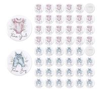 Serencatcher Boho Baby Clothes Gender Reveal Decorations Button Pins, 48pcs Greenery Team Boy or Girl Pins Badges Pins for Bohemian Baby Shower He or She Gender Reveal Party Favors Games Supplies